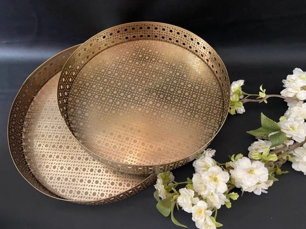 Gold Jali Trays – set of 2 - TheBFactory