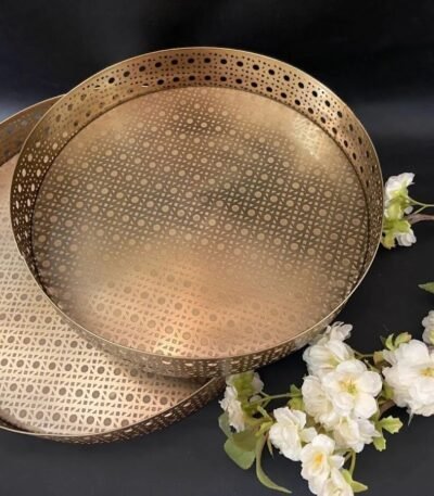 Gold Jali Trays – set of 2 - TheBFactory