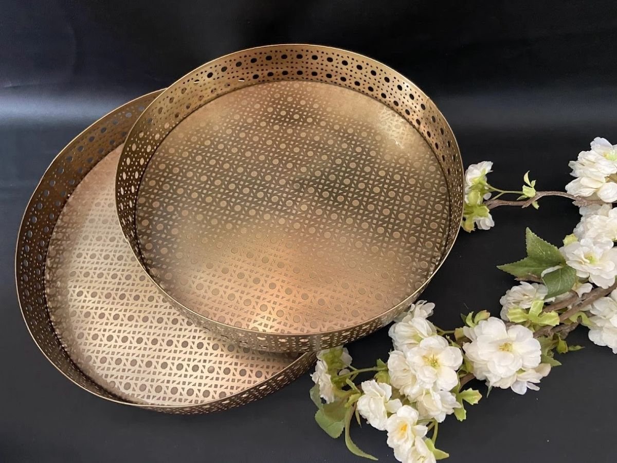 Gold Jali Trays - set of 2 Gold Jali Trays – set of 2 - TheBFactory