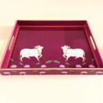 Pink cow pichwai tray - TheBFactory